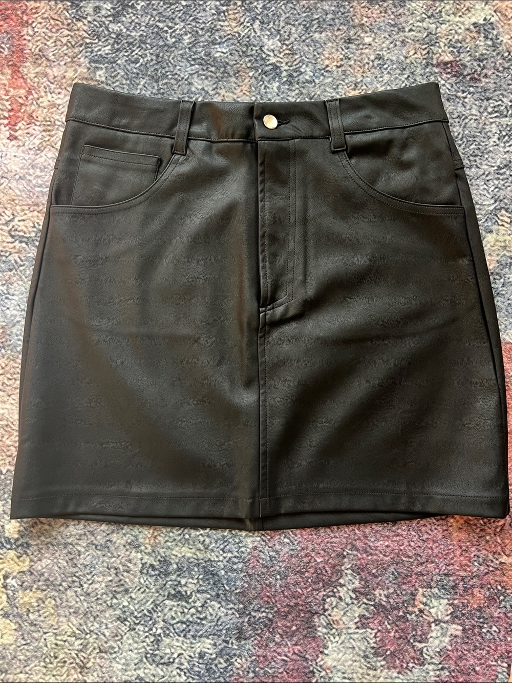 Guess Black Faux Leather Mini Skirt with Front Pockets